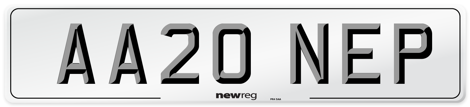 AA20 NEP Number Plate from New Reg